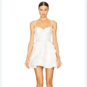 V. Chapman White Tiered Ruffle Mini Dress